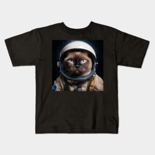 Astronaut Cat in Space - Burmese Kids T-Shirt